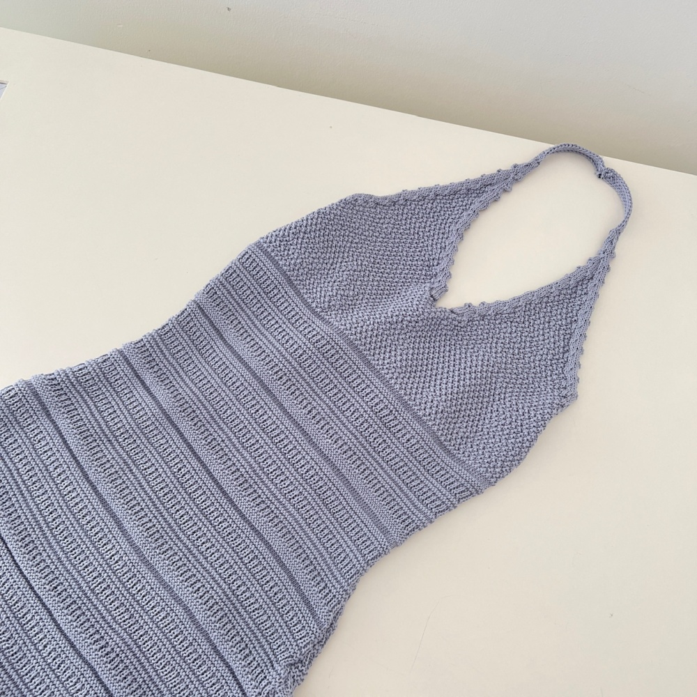 Halter short knitted long was white T-back