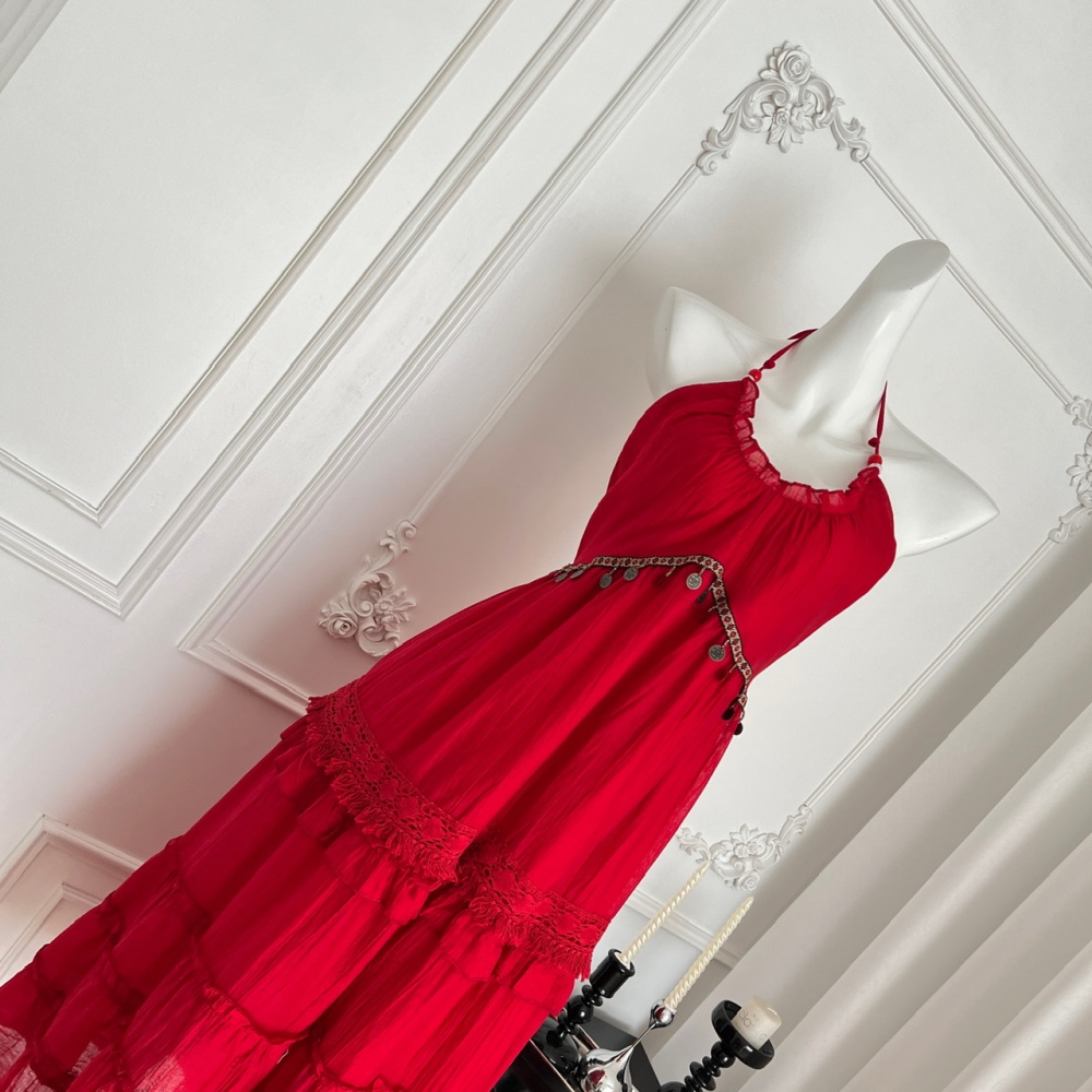 Vacation V-neck strap dress seaside halter dress