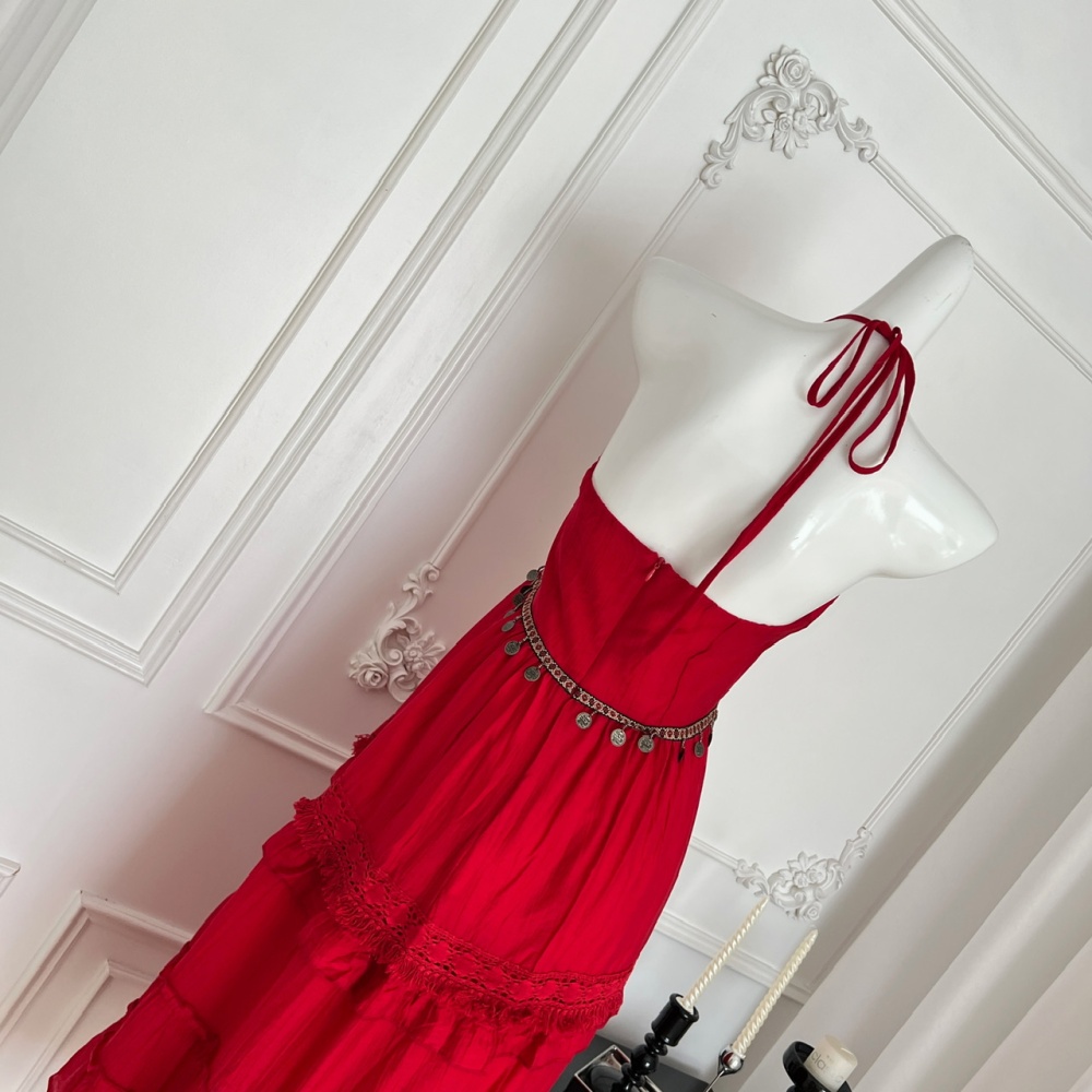Vacation V-neck strap dress seaside halter dress