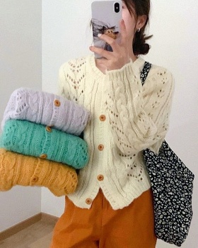 Lazy knitted sweet sweater all-match slim coat for women