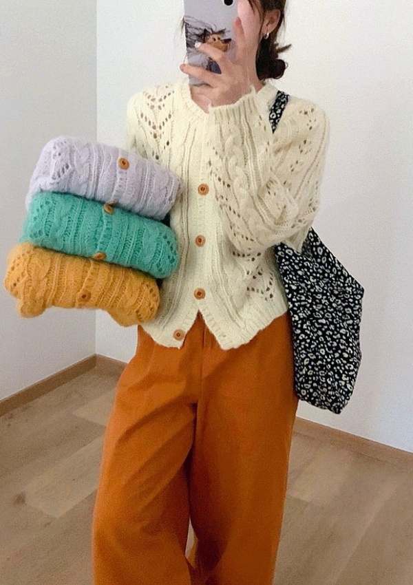 Lazy knitted sweet sweater all-match slim coat for women