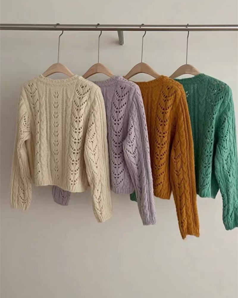 Lazy knitted sweet sweater all-match slim coat for women