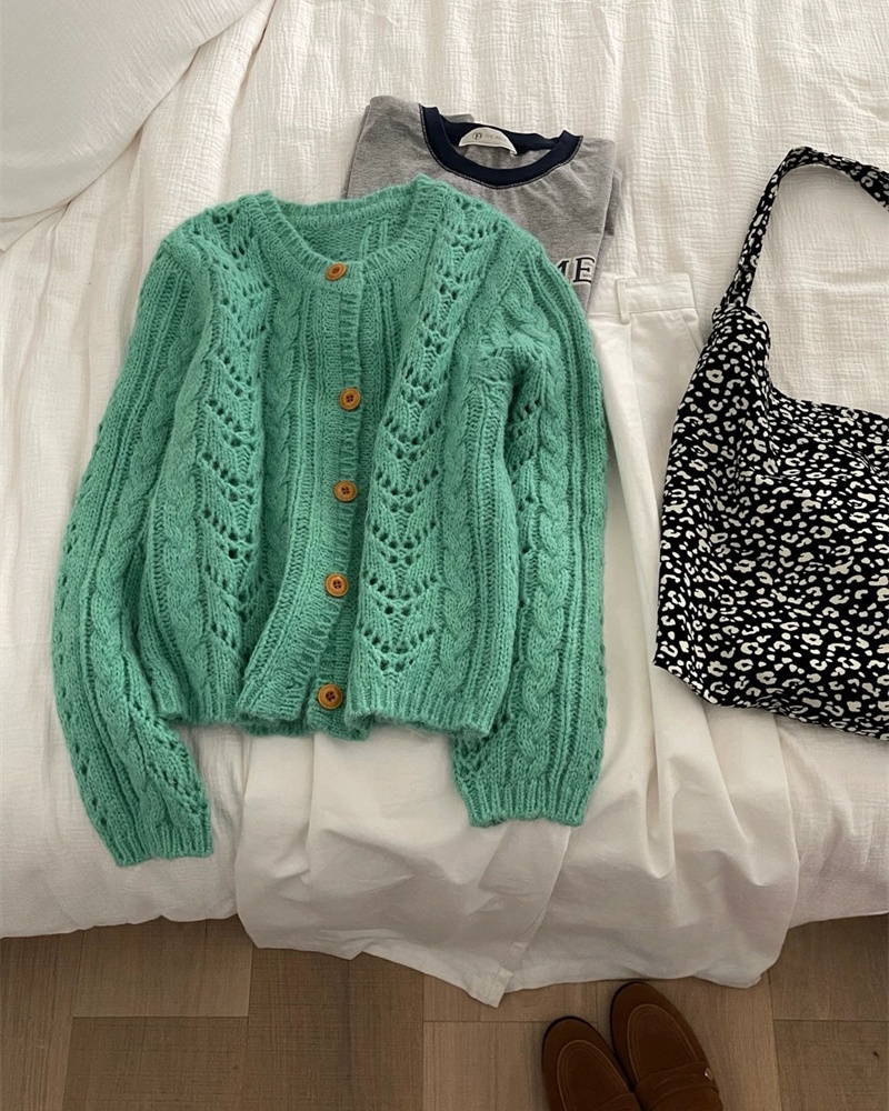 Lazy knitted sweet sweater all-match slim coat for women
