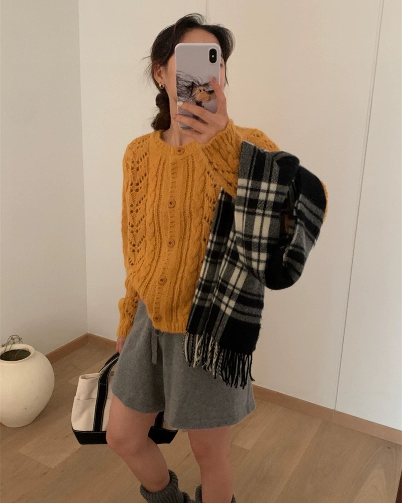 Lazy knitted sweet sweater all-match slim coat for women