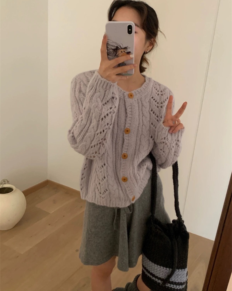 Lazy knitted sweet sweater all-match slim coat for women