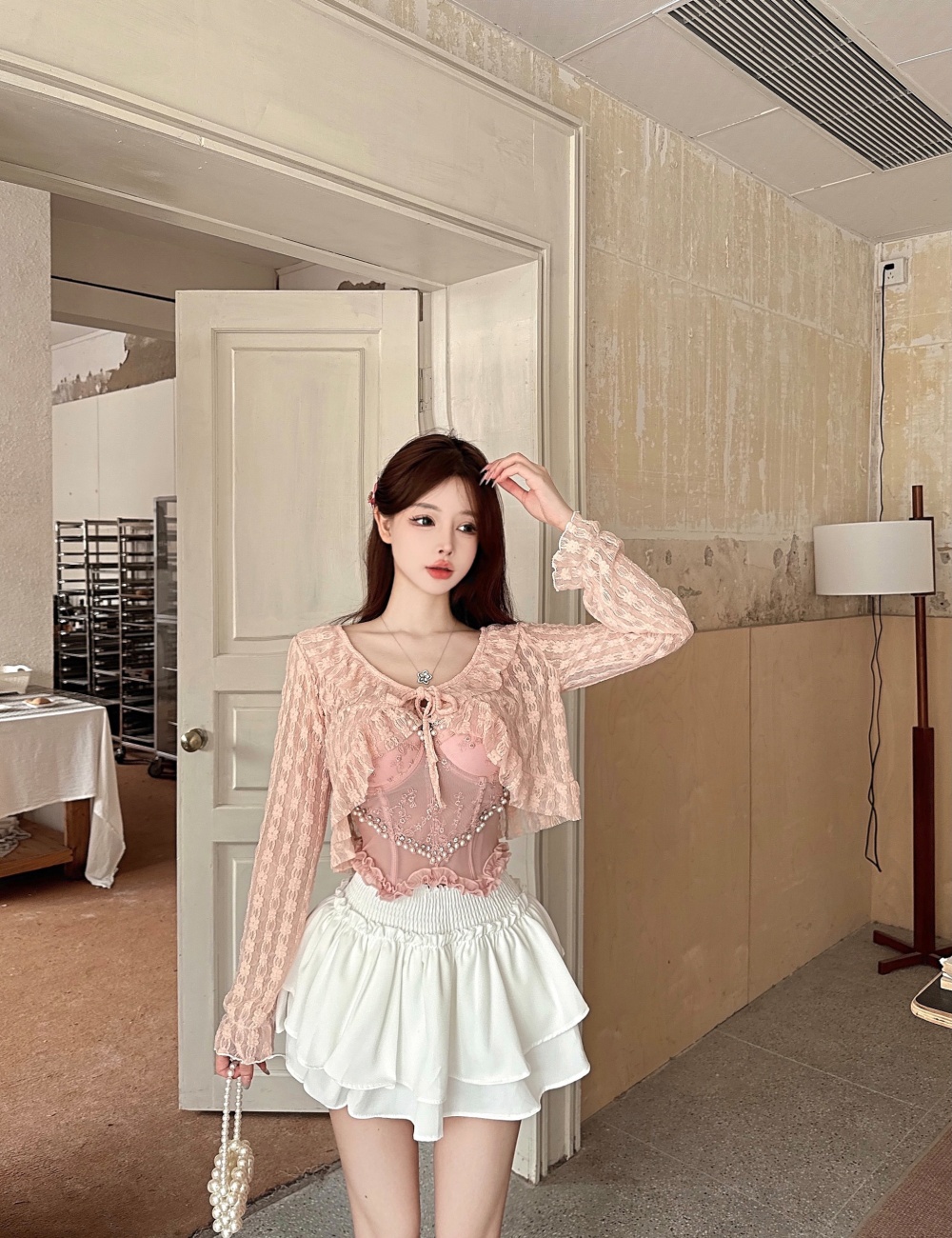 Sunscreen cardigan tender short skirt 3pcs set