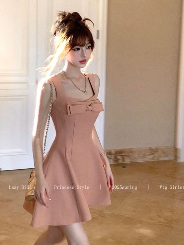 Swan rose big skirt bow jumpsuit