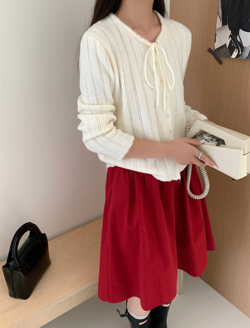 Knitted long sleeve sweater simple autumn cardigan for women