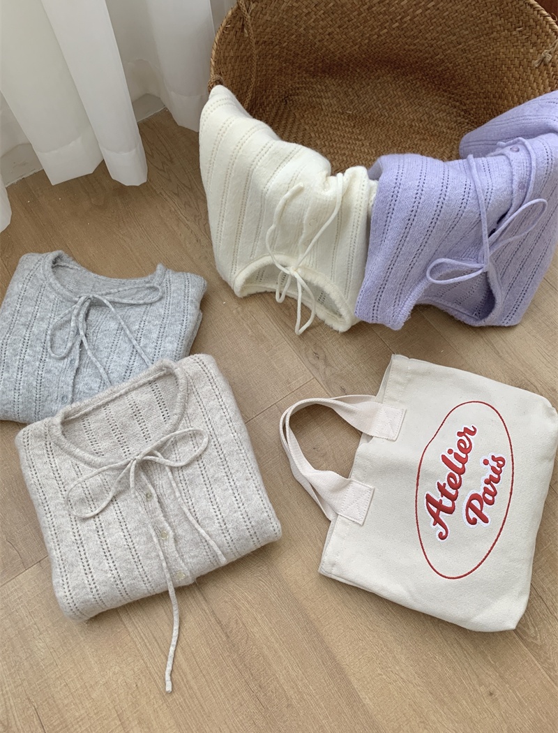 Knitted long sleeve sweater simple autumn cardigan for women