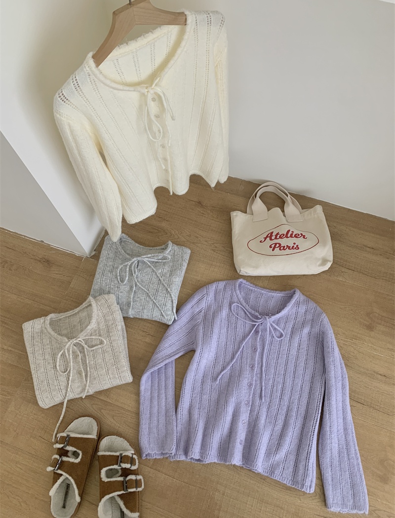 Knitted long sleeve sweater simple autumn cardigan for women
