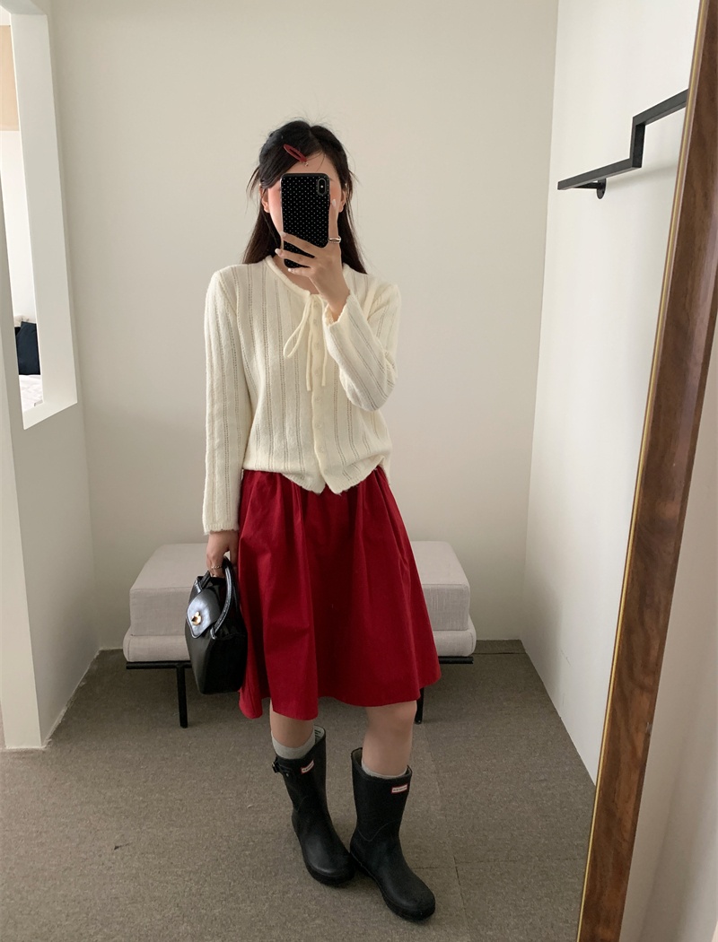 Knitted long sleeve sweater simple autumn cardigan for women