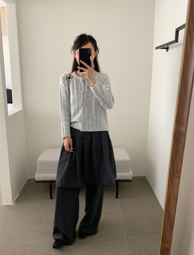 Knitted long sleeve sweater simple autumn cardigan for women