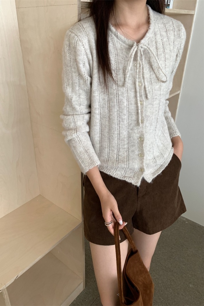 Knitted long sleeve sweater simple autumn cardigan for women