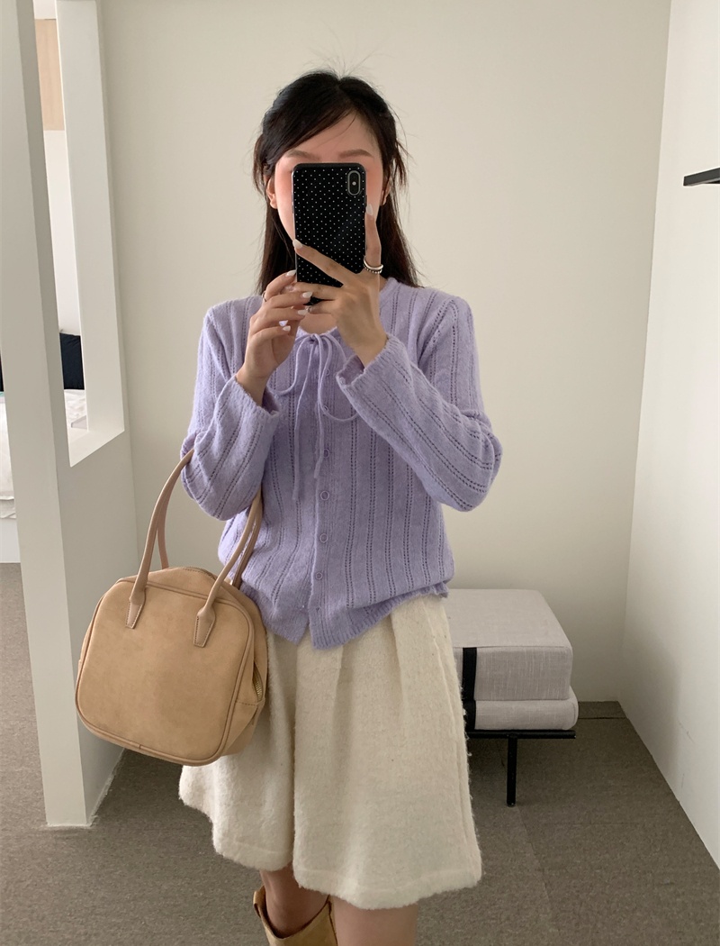 Knitted long sleeve sweater simple autumn cardigan for women