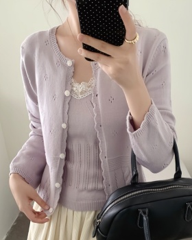 Sling autumn vest long sleeve hollow cardigan a set