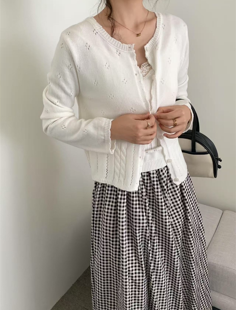 Sling autumn vest long sleeve hollow cardigan a set