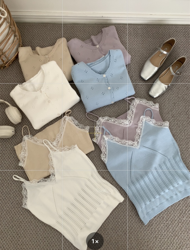 Sling autumn vest long sleeve hollow cardigan a set