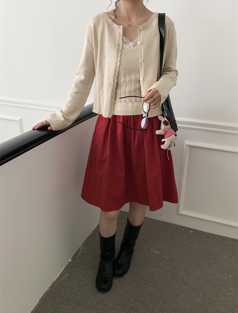 Sling autumn vest long sleeve hollow cardigan a set
