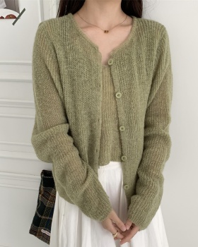 Round neck outside the ride cardigan autumn vest a set for women