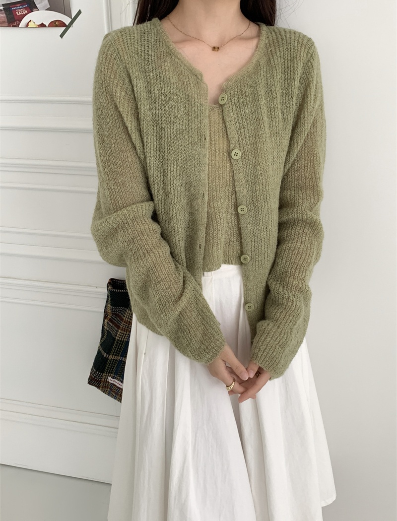 Round neck outside the ride cardigan autumn vest a set for women