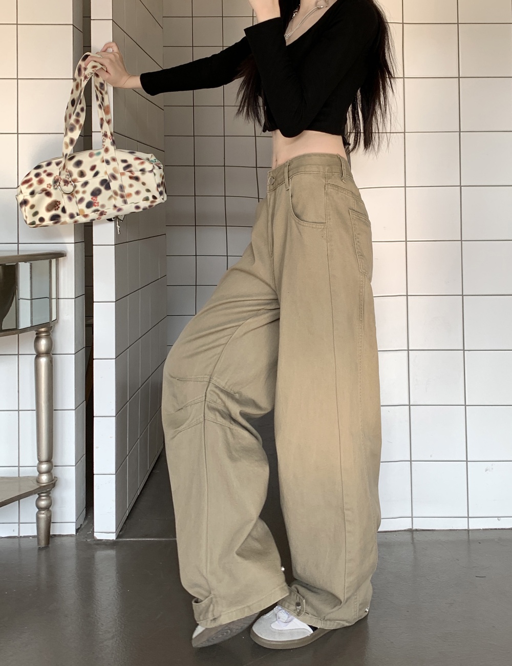 Autumn retro straight work pants for women