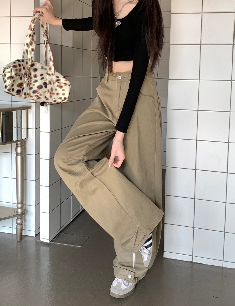 Autumn retro straight work pants for women