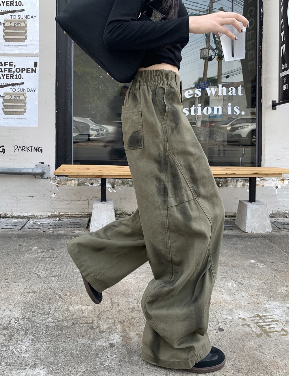 Retro fold autumn tie dye work pants for women