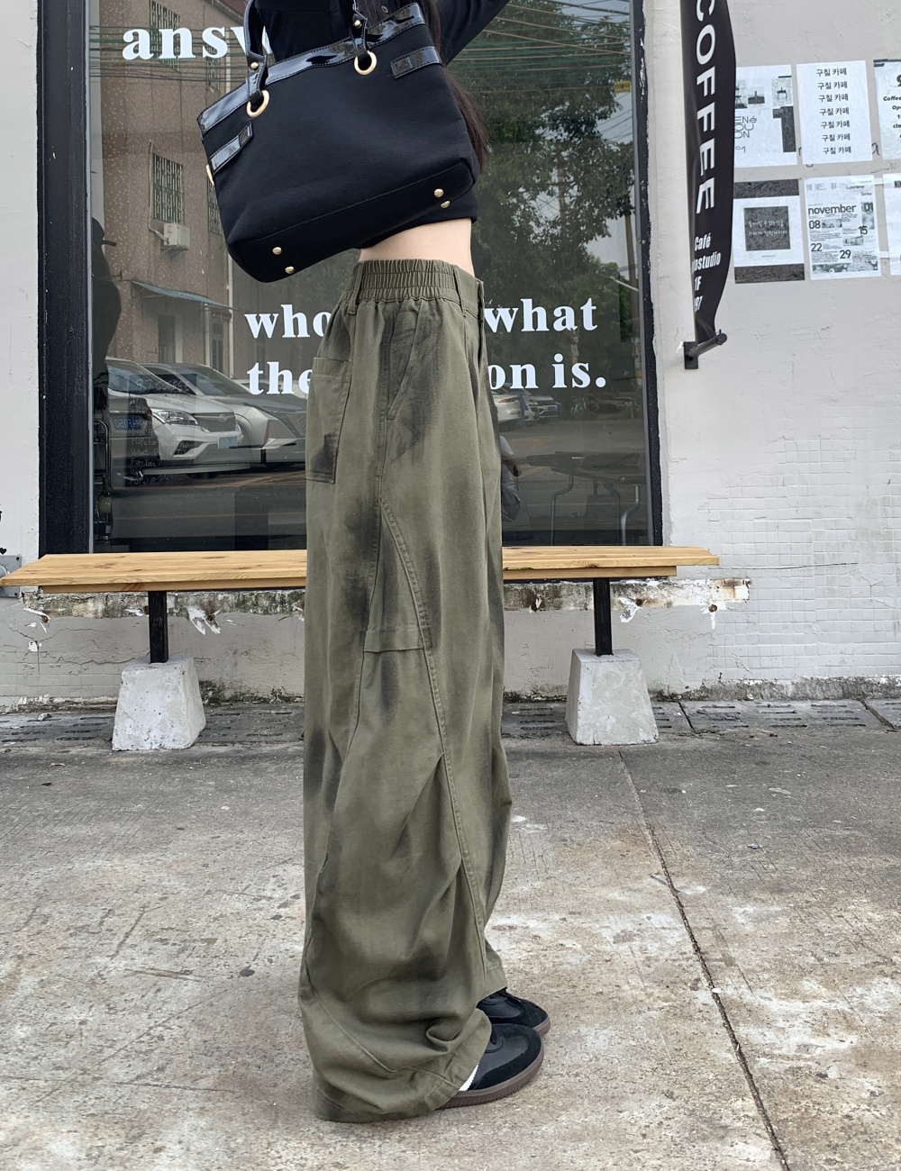 Retro fold autumn tie dye work pants for women