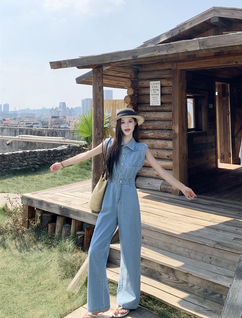 Simple sleeveless jumpsuit fashion lazy casual pants