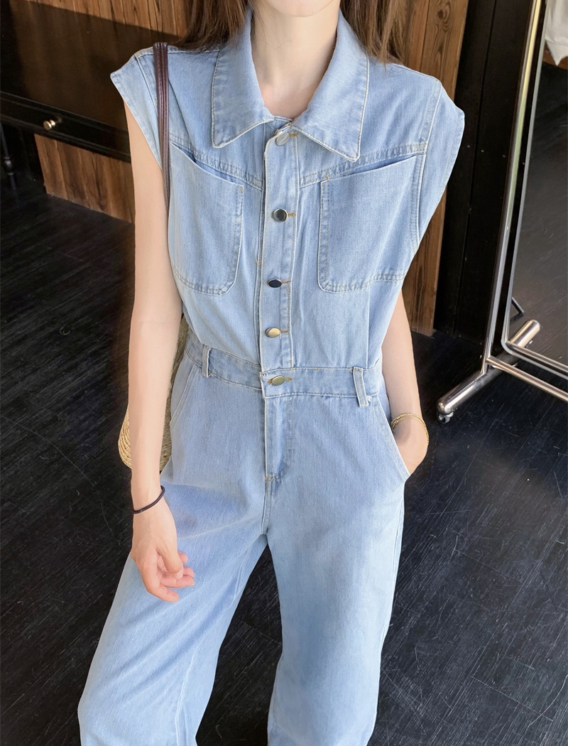 Simple sleeveless jumpsuit fashion lazy casual pants