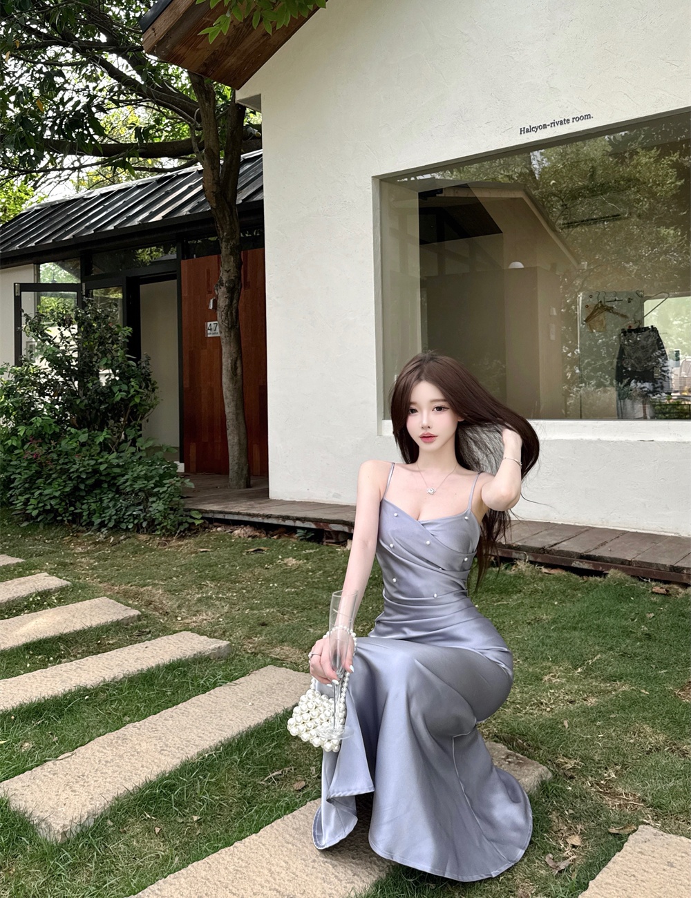 Enticement mermaid dress France style long dress