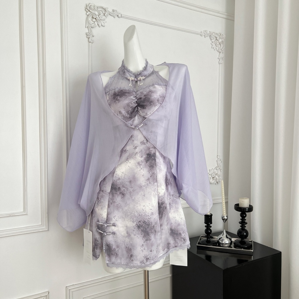 Chinese style niche cardigan summer dress a set