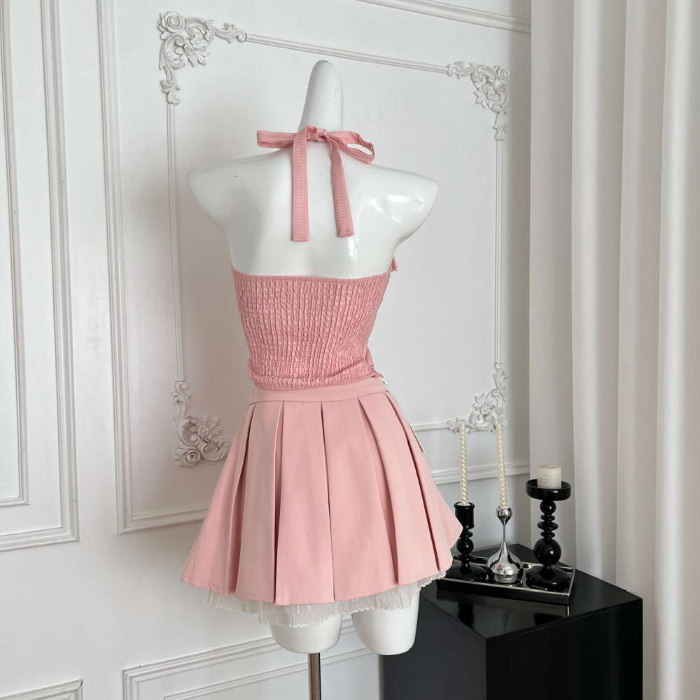 Summer niche tops sweet princess short skirt a set