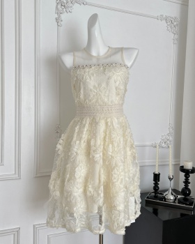 Colors stereoscopic sleeveless A-line dress