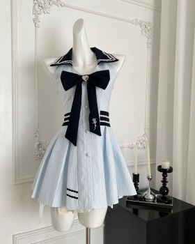College style pinched waist slim summer dress