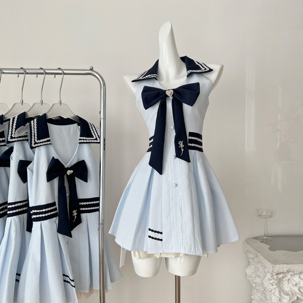 College style pinched waist slim summer dress