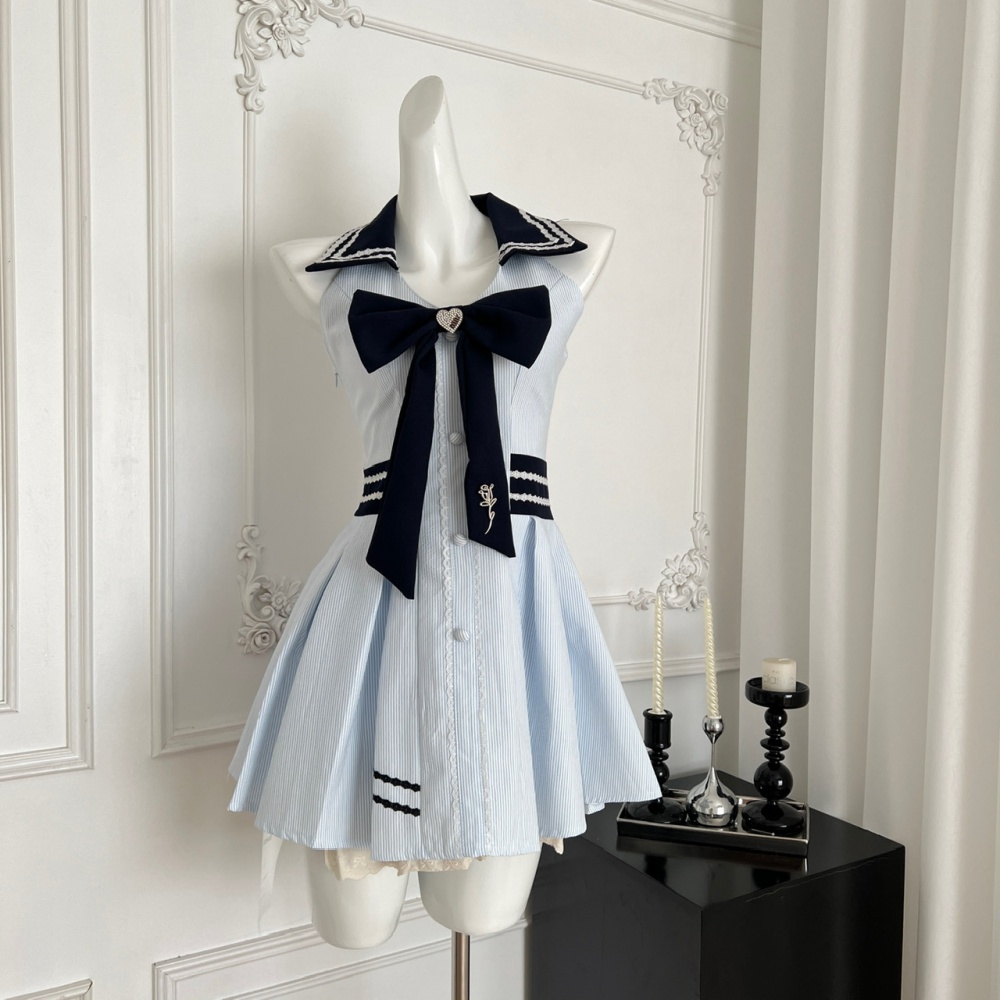 College style pinched waist slim summer dress