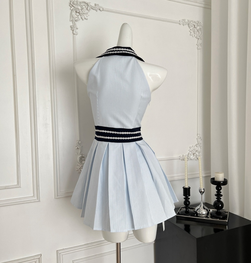 College style pinched waist slim summer dress