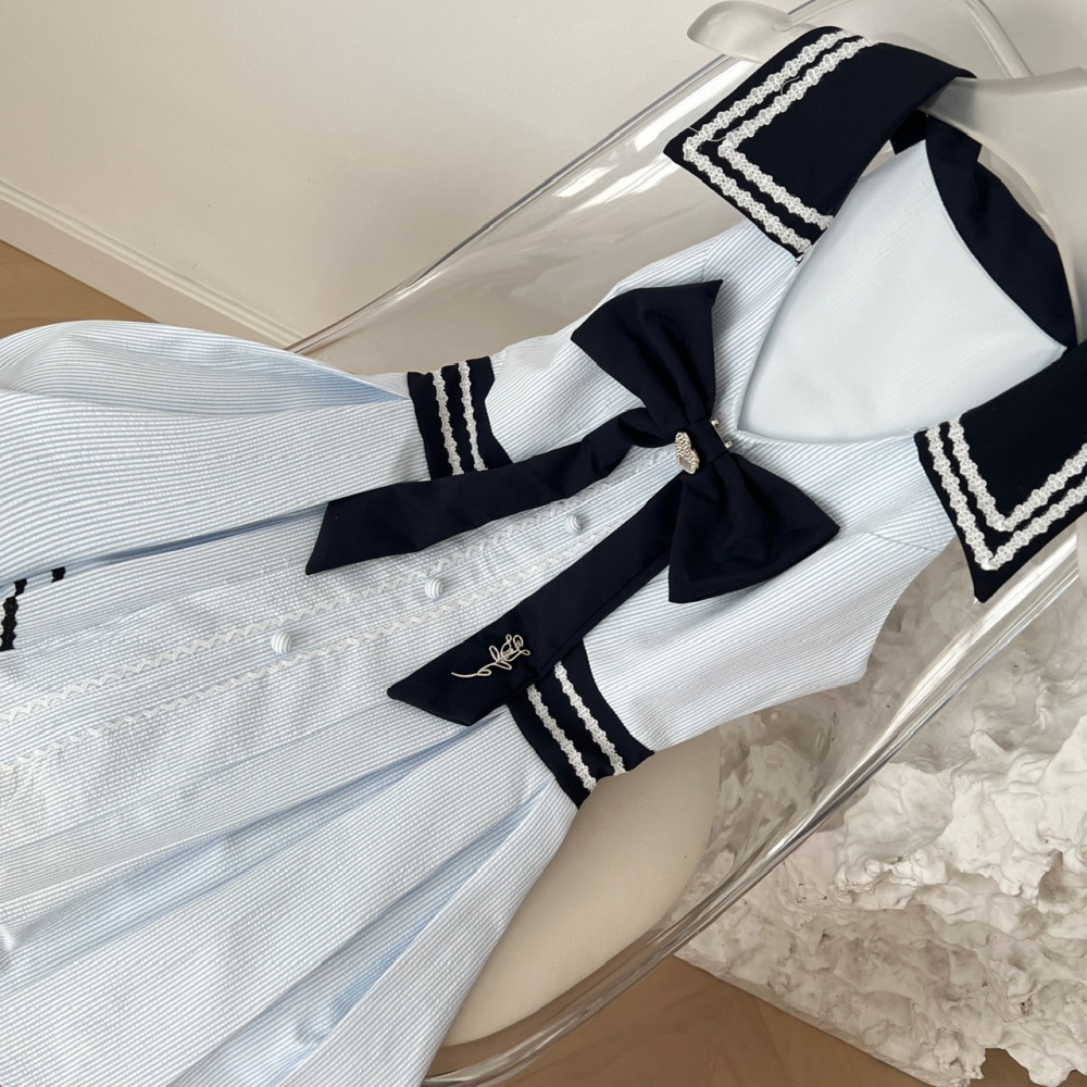 College style pinched waist slim summer dress