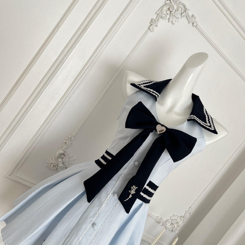 College style pinched waist slim summer dress