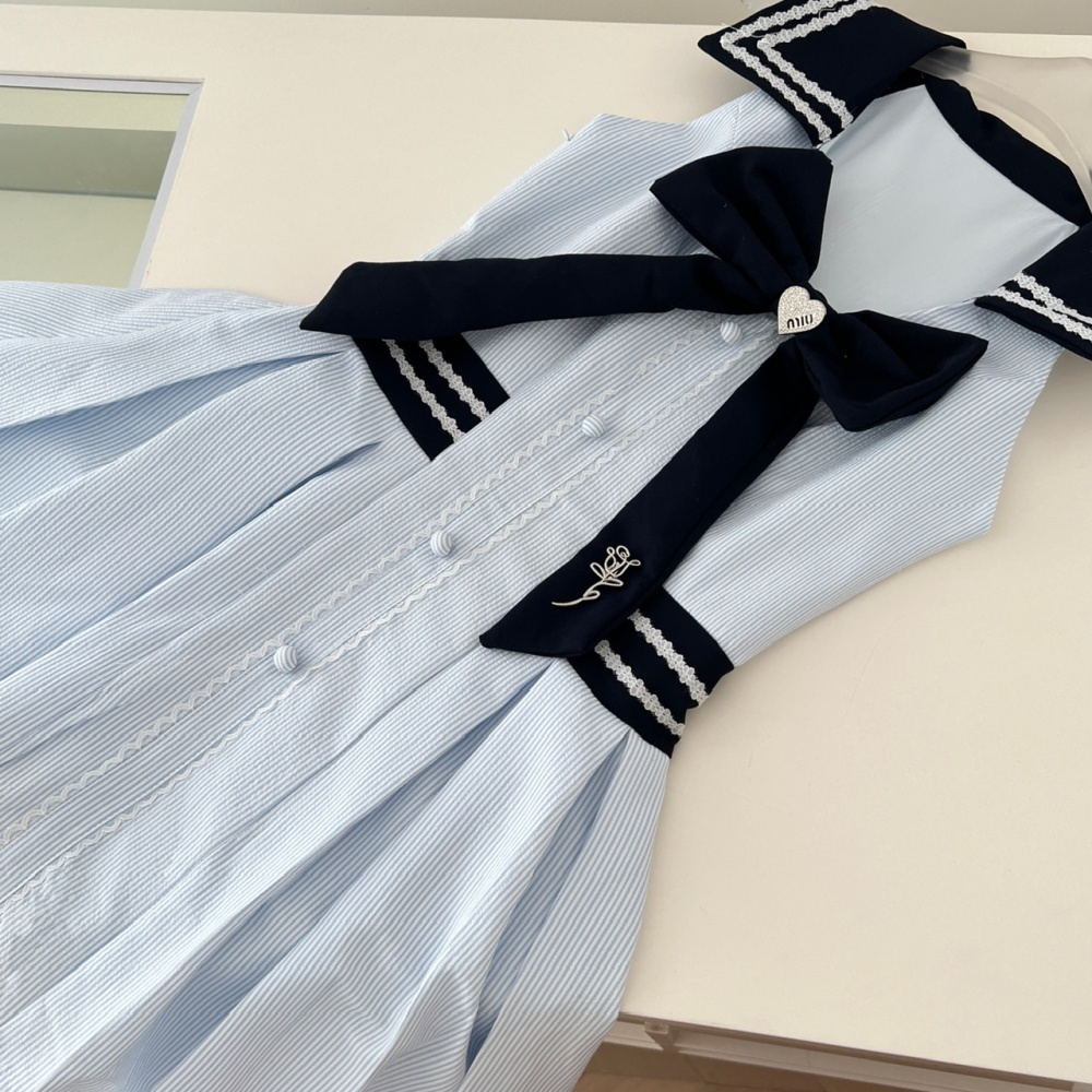 College style pinched waist slim summer dress