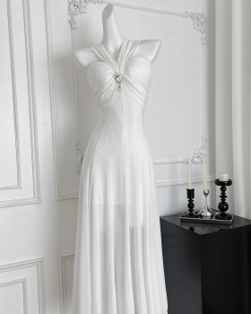 Wrapped chest big skirt jumpsuit gauze long dress
