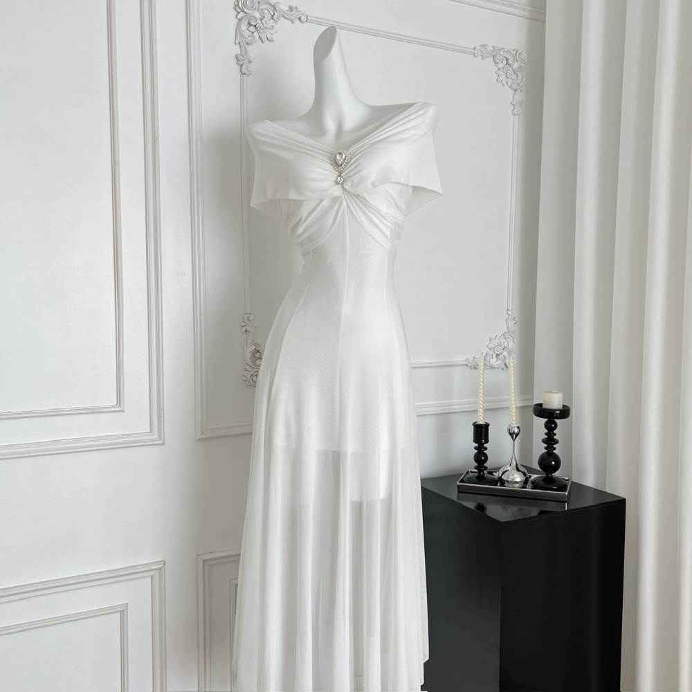 Wrapped chest big skirt jumpsuit gauze long dress