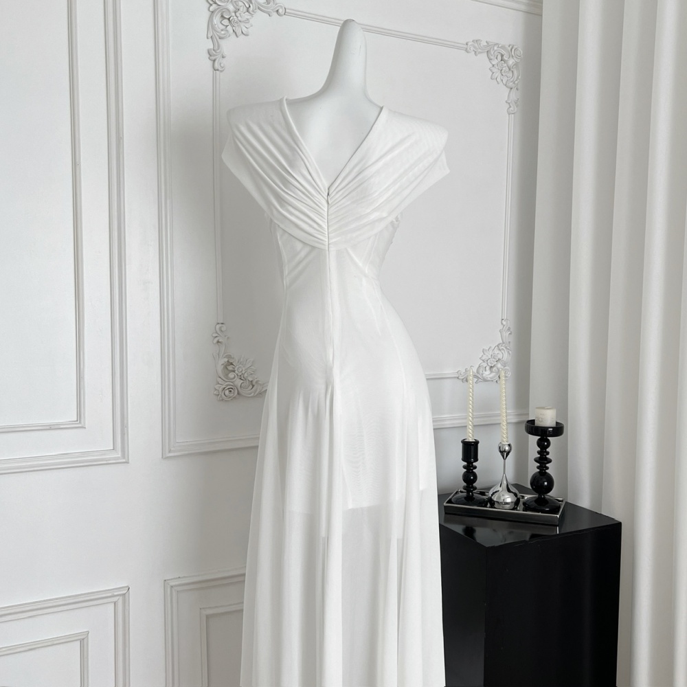 Wrapped chest big skirt jumpsuit gauze long dress