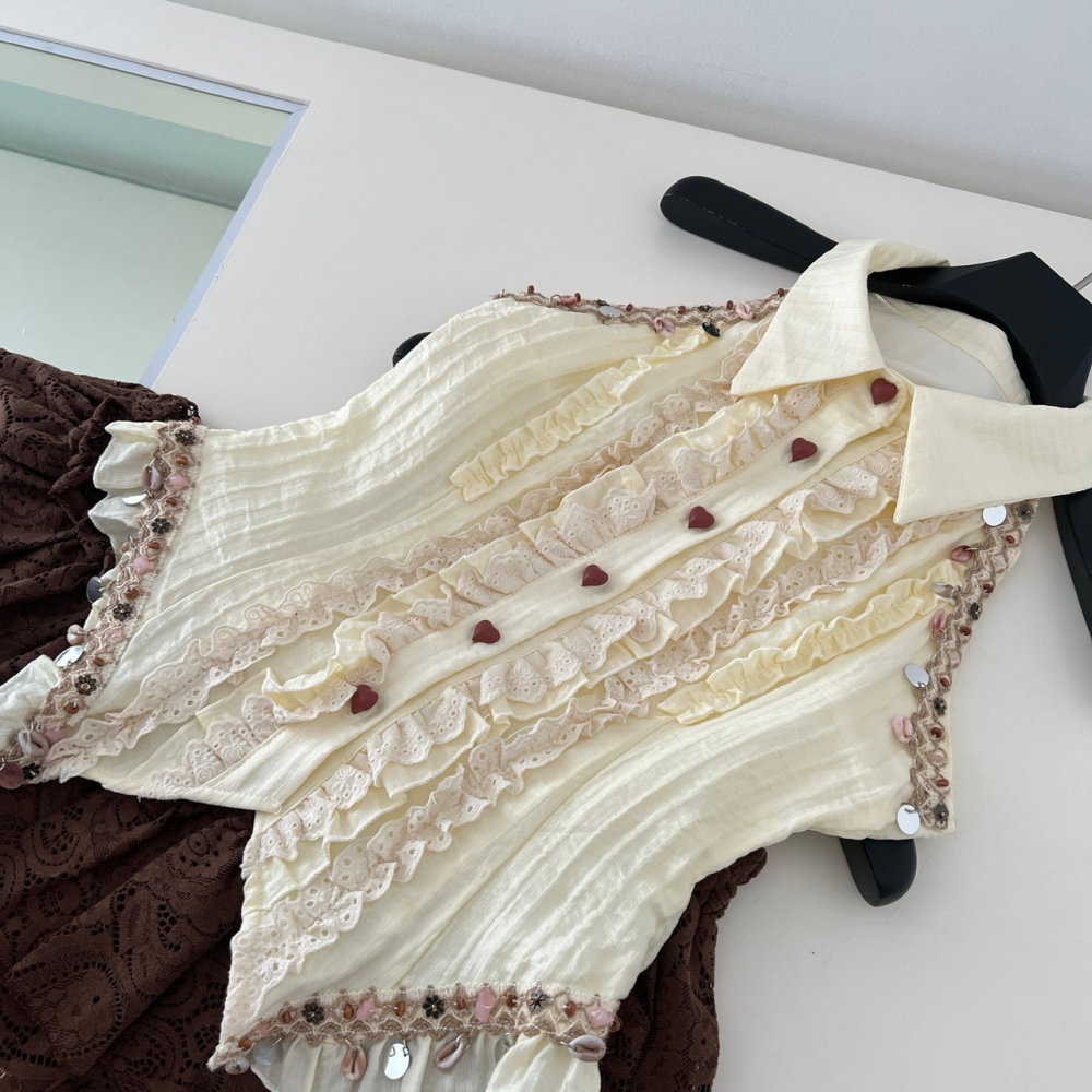 Niche slim rose tops Bohemian style summer short skirt