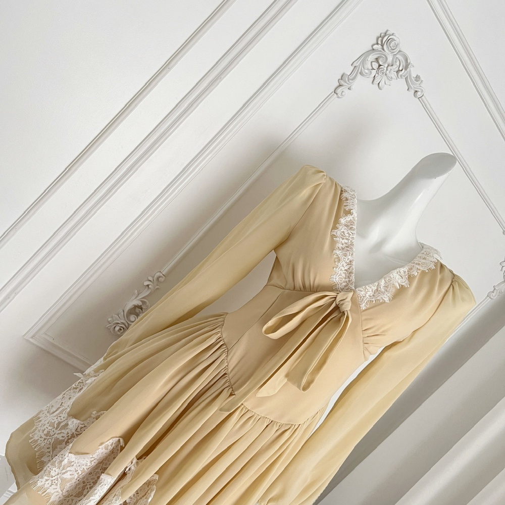 Stereoscopic big skirt eyelash slim lace dress