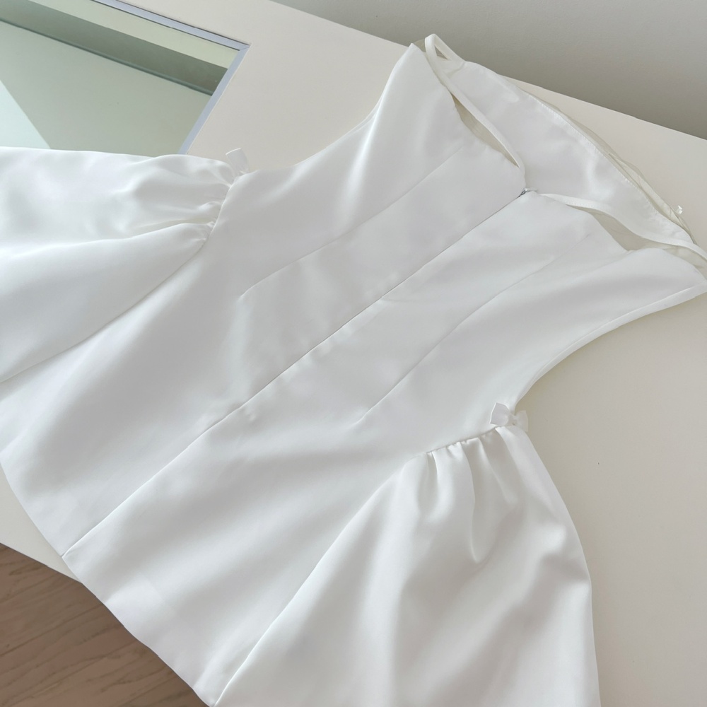 Bow satin sweet T-back maiden wrapped chest dress