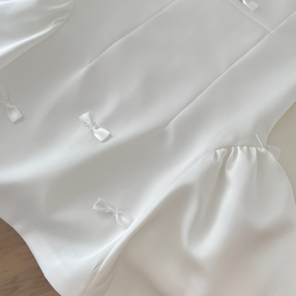 Bow satin sweet T-back maiden wrapped chest dress