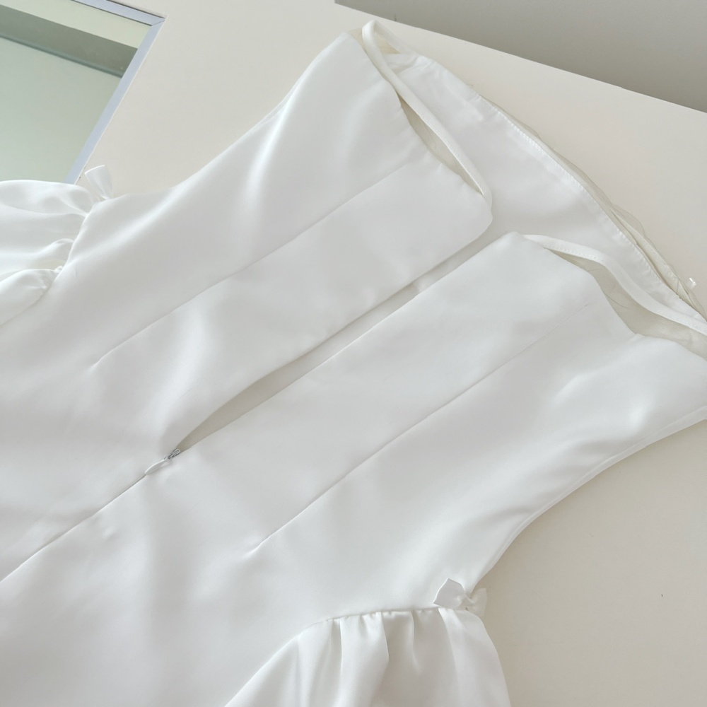 Bow satin sweet T-back maiden wrapped chest dress