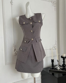 Sleeveless short skirt summer waistcoat 2pcs set